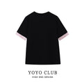 Gallery viewerに画像を読み込む, 【YOYO CLUBシリーズ】★チャイナ風トップス★ Tシャツ 半袖 刺繍 ブラック 黒い レトロ 可愛い レディース
