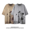 Gallery viewerに画像を読み込む, 【TRAVEL ISSUANCEシリーズ】★Tシャツ★ 2color トップス 半袖 男女兼用 メンズ 猫 ネコ ねこ レトロ カジュアル
