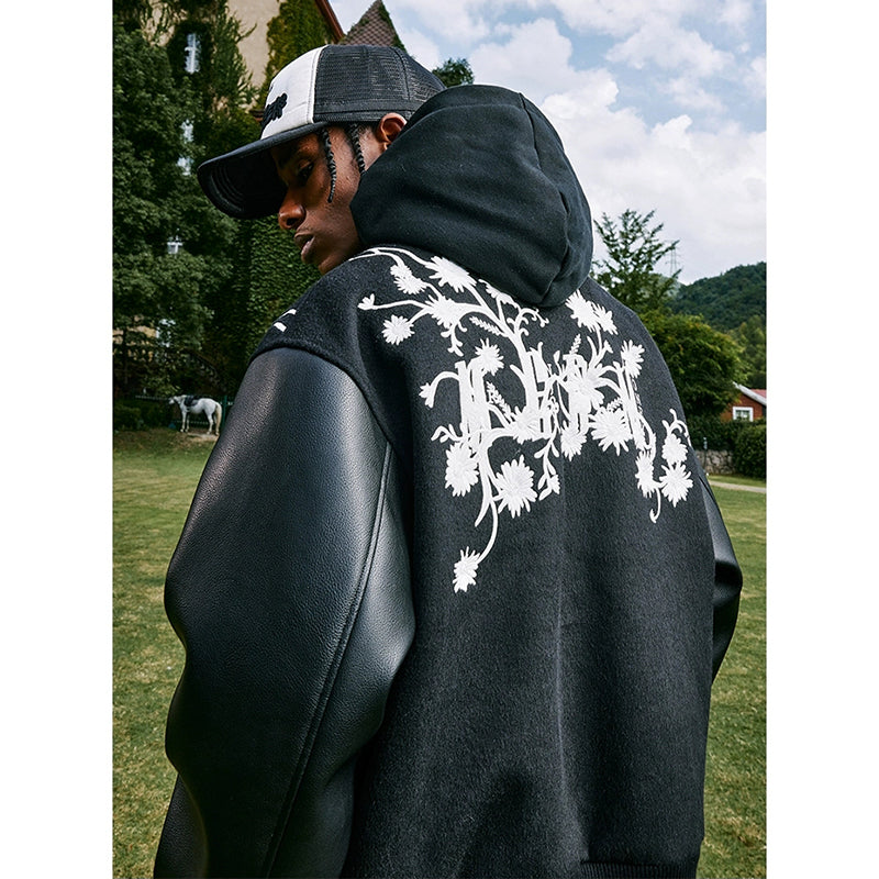 [FASHION series] ★Outerwear★ 2color embroidered stadium jacket, unisex, men's, women's, switching