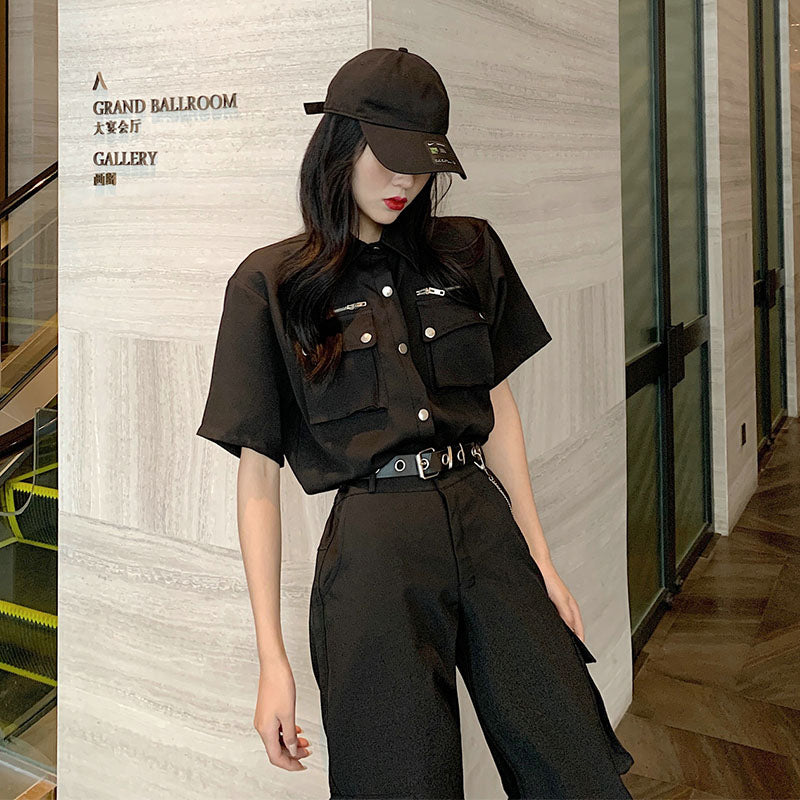 [XRSM Series]★Setup Single Order★ Shirt or Pants Casual Cool Black Black