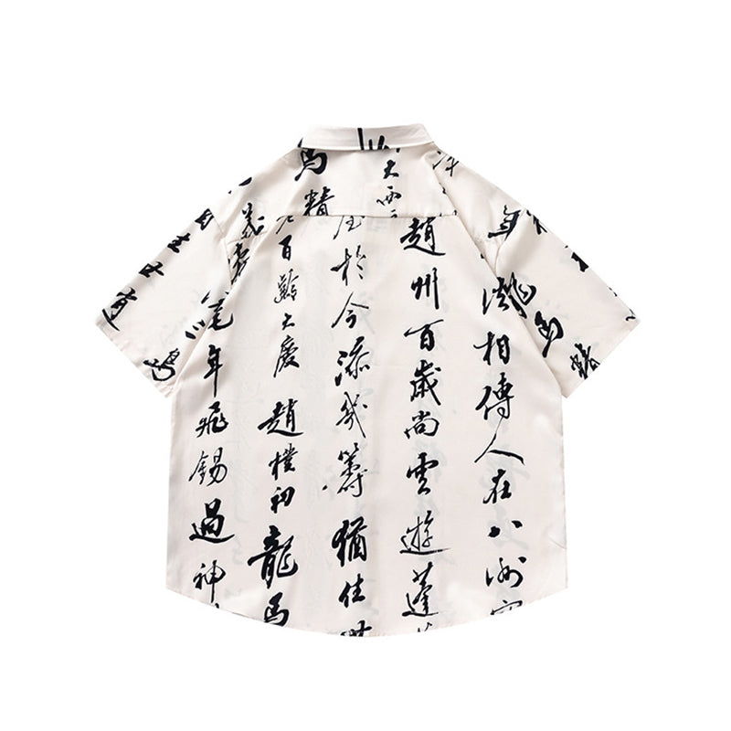 Very popular item [BEAT BOY series]★China style shirt★ Letter pattern Kanji short sleeve shirt Floral pattern shirt Print tops Unisex Men's ML XL 2XL