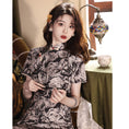 Load image into Gallery viewer, [HONGSHE Series] ★Chinese Dress★ Chinese-style dress, floral pattern, long length, short sleeves, slim, slimming, wedding, party
