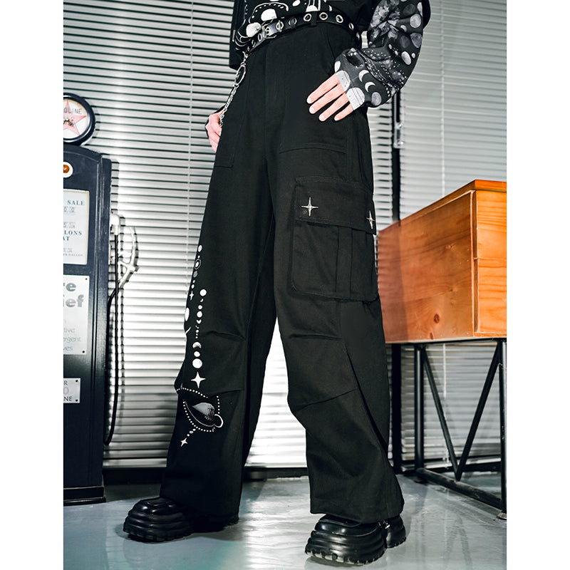 [Kokaisha---Butterfly Gin Series] Chinese-style trousers, bottoms, gaucho pants, original, slimming, switching, floral pattern