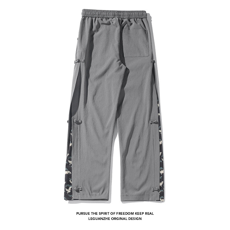 [BIGEMAN Series]★China style pants★ 2color casual pants pants bottoms unisex men's large size black gray crane