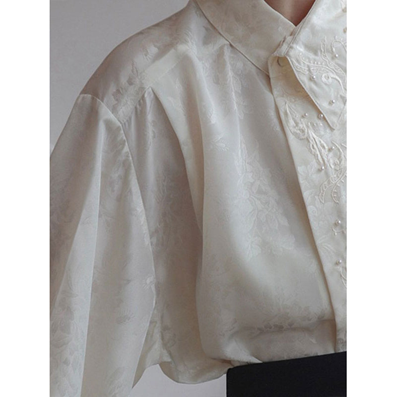 [YOUKA series] ★Chinese style shirt★ Tops, long sleeve shirt, embroidery, Chinese clothes, easy to match with design.