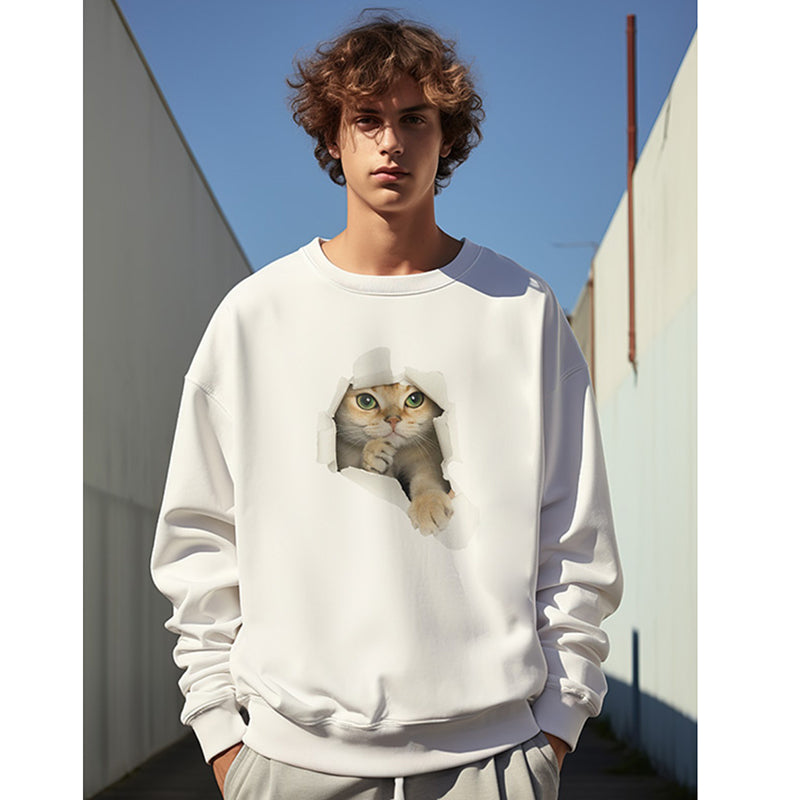 [MOYAN Series] ★Tops★ 6color Sweatshirt Unisex Men's Large Size Cat Cat Cat Cute