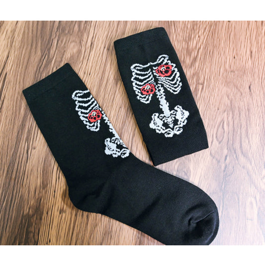 [Kogakusha---Flower Bone Series] ★Socks★ Chinese-style socks, cotton, butterfly print, easy to match, black