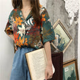 Load image into Gallery viewer, [YOUZI Series] ★Tops★ Shirt, short sleeve, floral pattern, women's, improves temperament, chiffon, thin, summer clothes, easy to match
