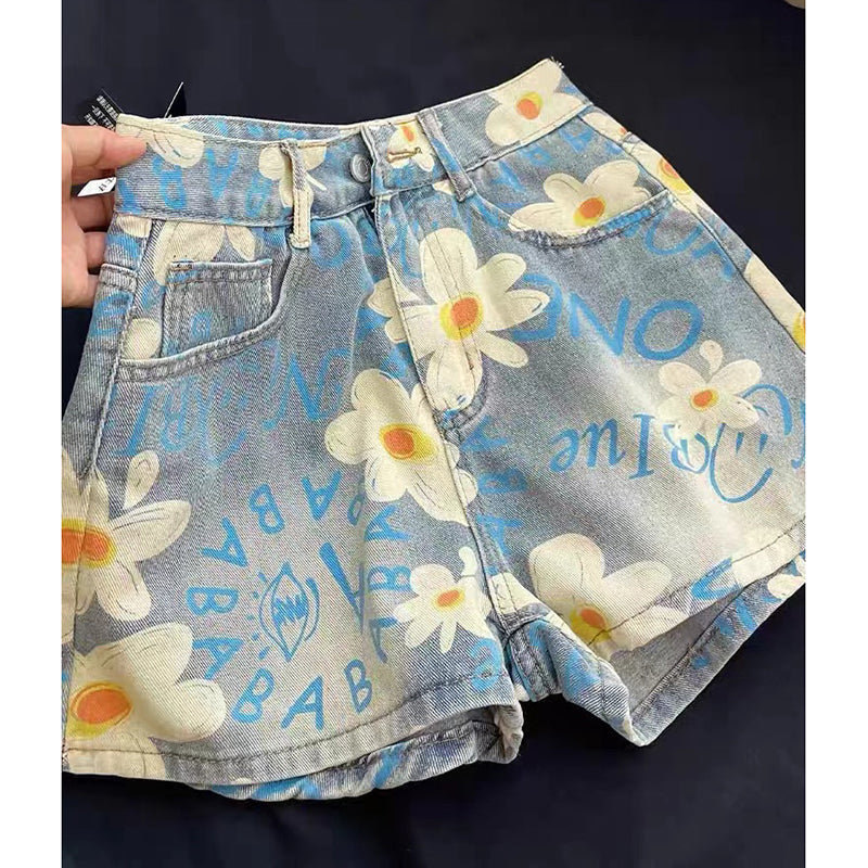 [Flower Series] ★Shorts★ Shorts Pants Denim 2color Easy to match Summer SML Blue Black