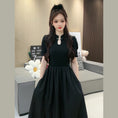 Load image into Gallery viewer, [SHUXINYUAN series] ★China style dress★ Improved cheongsam dress, switching, short sleeves, long length, slimming fit
