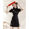 Load image into Gallery viewer, [HANYUNSHI Series]★Cheongsam dress★ Chinese style dress, short sleeves, short length, cute, butterfly
