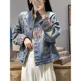 Load image into Gallery viewer, [AILAIQIAN Series]★China style outerwear★ Jacket Denim jacket Embroidery Jeans Blue Blue
