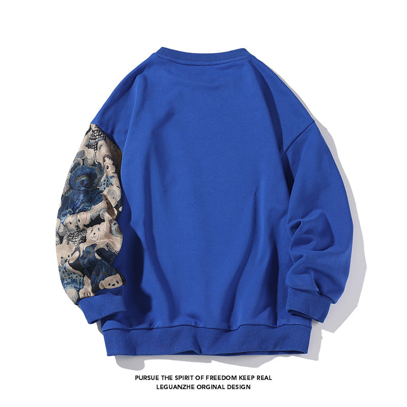 [BIGEMAN Series] ★Tops★ 2color Sweatshirt Unisex Men's Large Size Bear Bear Blue