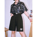 [Big Blue Dragon Series]★China style trousers★Bottoms Gaucho pants Loose Casual Black Black