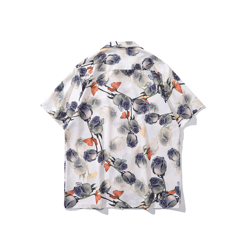 Very popular item [BEAT BOY series]★China style shirt★ Letter pattern Kanji short sleeve shirt Floral pattern shirt Print tops Unisex Men's ML XL 2XL