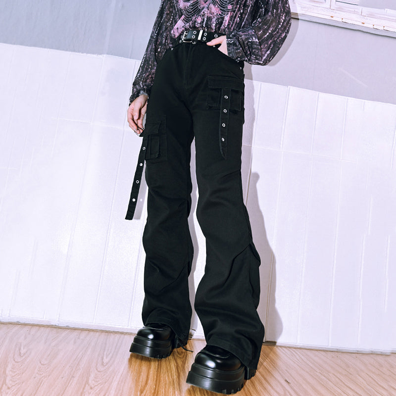 [Kokaisha---Butterfly Gin Series] Chinese-style trousers, bottoms, gaucho pants, original, slimming, switching, floral pattern