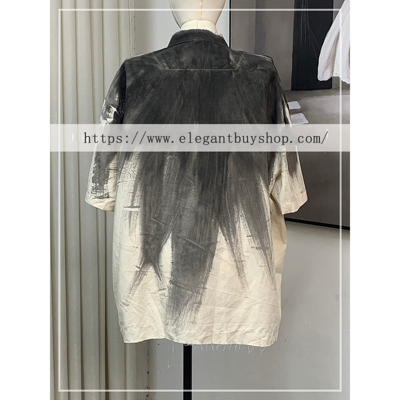 [BIGEMAN Series] ★China style tops★ 2color shirt, bamboo pattern, bamboo, short sleeves, unisex, men's, large size, black white