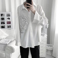 Load image into Gallery viewer, [Fudoku Sensei Series]★Shirt★ 2color long sleeve shirt tops unisex men's black white rose
