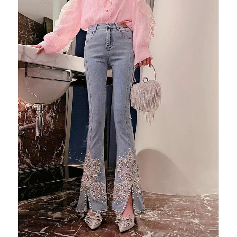 [HANMOYAN Series] ★Denim pants★ Pants Bottoms Butterfly Unique Women's Cute Easy to match