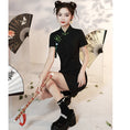 Load image into Gallery viewer, [HANYUNSHI series]★China dress★ Chinese style dress, short sleeves, short length, black, black
