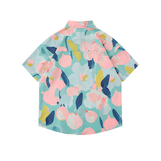 Very popular item [BEAT BOY series]★China style shirt★ Letter pattern Kanji short sleeve shirt Floral pattern shirt Print tops Unisex Men's ML XL 2XL