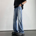 Load image into Gallery viewer, [Gao Jiang Series] ★Casual pants★ Denim pants, trousers, bottoms, unisex, men's, large size, cool, blue
