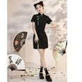 Load image into Gallery viewer, [HANYUNSHI series]★China dress★ Chinese style dress, short sleeves, short length, black, black
