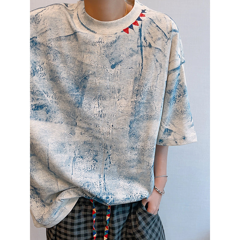 Very popular item [BEAT BOY series]★China style shirt★ Letter pattern Kanji short sleeve shirt Floral pattern shirt Print tops Unisex Men's ML XL 2XL