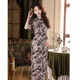 Load image into Gallery viewer, [HONGSHE Series] ★Chinese Dress★ Chinese-style dress, floral pattern, long length, short sleeves, slim, slimming, wedding, party
