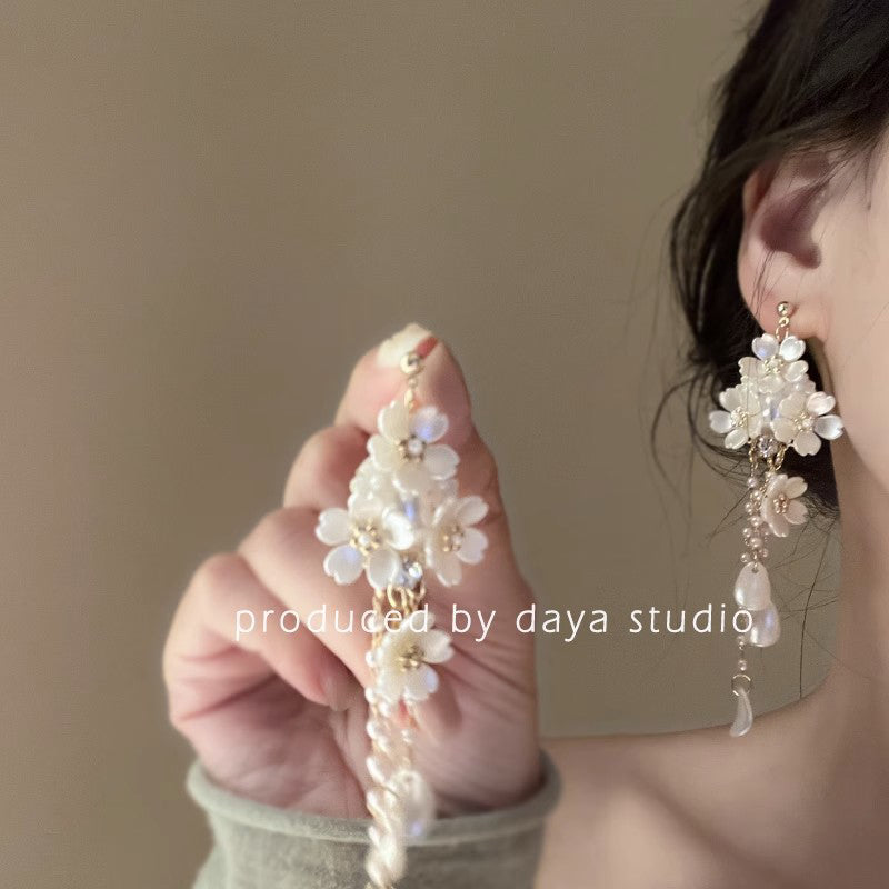 [SHESHUO Series] ★Earrings★ Pair Earrings or Earrings Accessories Floral Pattern Long Length Cute Present for Her Birthday