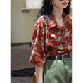 Load image into Gallery viewer, [YOUZI Series]★Shirt★ Tops Short Sleeve Red Women's Chiffon Floral Shirt Cute Summer Clothes
