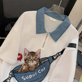 Gallery viewerに画像を読み込む, 【YINYAシリーズ】★POLOシャツ★ トップス 半袖 レディース 猫 ねこ ネコ 猫柄 おしゃれ ホワイト 白い
