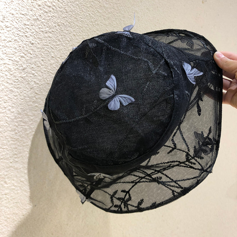 [WXF Series] ★Hat★ Accessory Hat Denim Spring/Summer Easy to match Blue Butterfly Unique Stylish