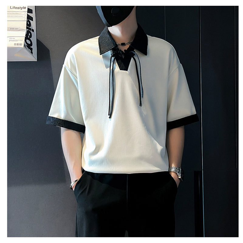 [BIGEMAN Series] ★China style tops★ 2color shirt, bamboo pattern, bamboo, short sleeves, unisex, men's, large size, black white