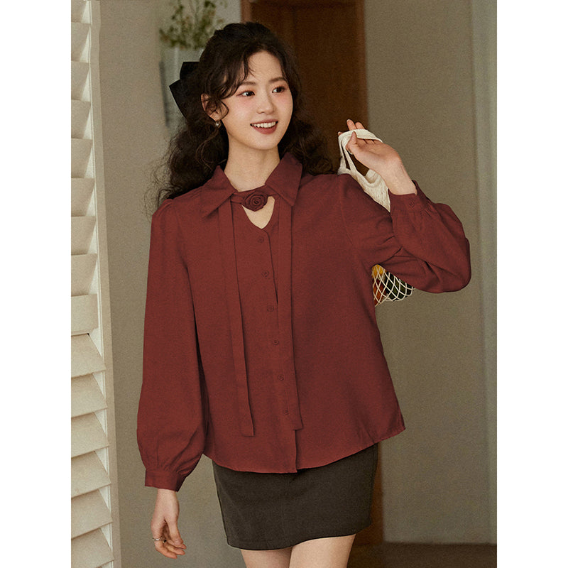 [MUTU Series]★China Style Shirt★ 2color Tops Long Sleeve Shirt Embroidery Women's Chinese Clothing Improves Temperament