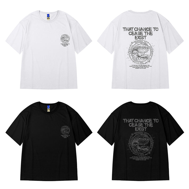 【MOYANシリーズ】★Tシャツ★ 2color トップス 半袖 男女兼用 メンズ 大きいサイズ コットン ブラック ホワイト おしゃれ