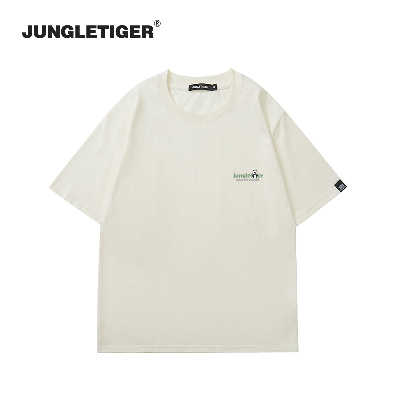 【JUNGLETIGERシリーズ】★Tシャツ★ 5color トップス 半袖 男女兼用 メンズ コットン 黒 白 灰 緑 パンダ