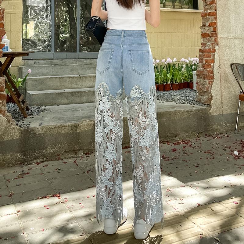 [HANMOYAN Series] ★Denim pants★ Pants Bottoms Butterfly Unique Women's Cute Easy to match