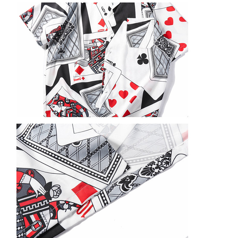 [The Dark Series] ★Shirt★ Short-sleeved shirt, top, printed, unisex, men's, playing cards, unique, cool