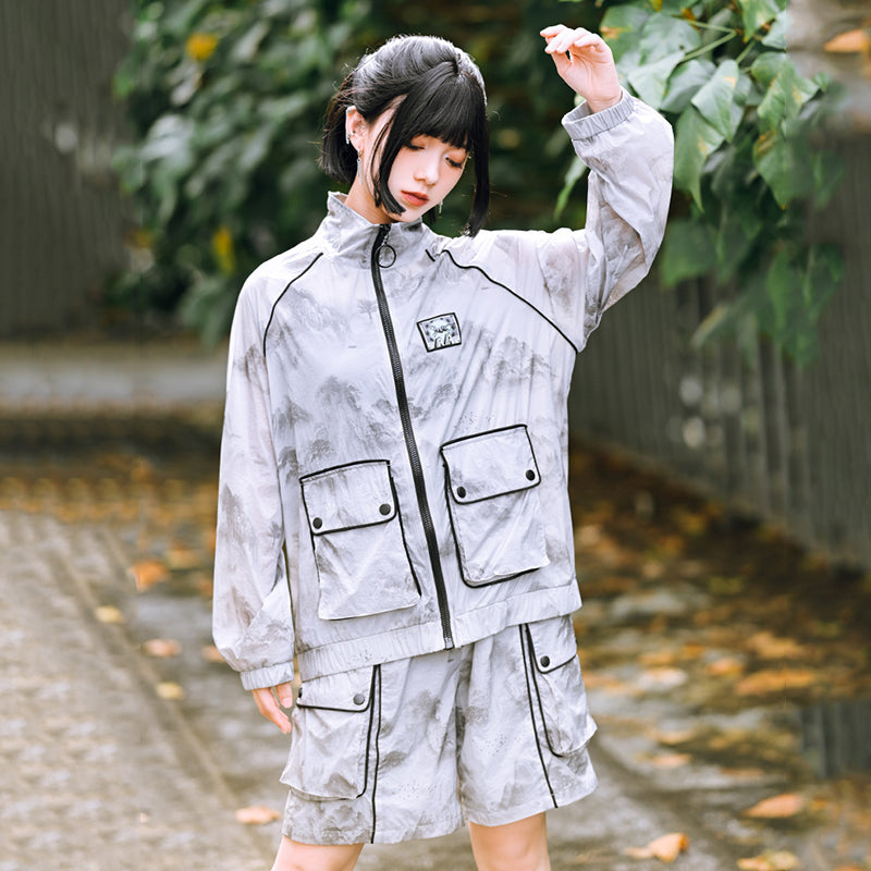 [Daiseiryuu 4 Series] ★Chinese-style tops★ Outerwear, shirts, long-sleeved shirts, sun protection, Chinese clothing, gray