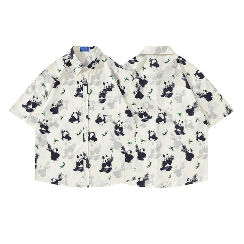 Very popular item [BEAT BOY series]★China style shirt★ Letter pattern Kanji short sleeve shirt Floral pattern shirt Print tops Unisex Men's ML XL 2XL