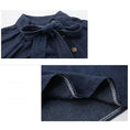 Load image into Gallery viewer, [YIHAO Series]★Shirt★ Tops Long Sleeve Shirt Women's Ribbon Denim Jeans Blue Blue
