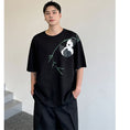 Load image into Gallery viewer, [ZHUIYI series] ★Chinese style tops★ 2color T-shirt, short sleeve, bamboo, bamboo pattern, panda, men's, casual, black, white
