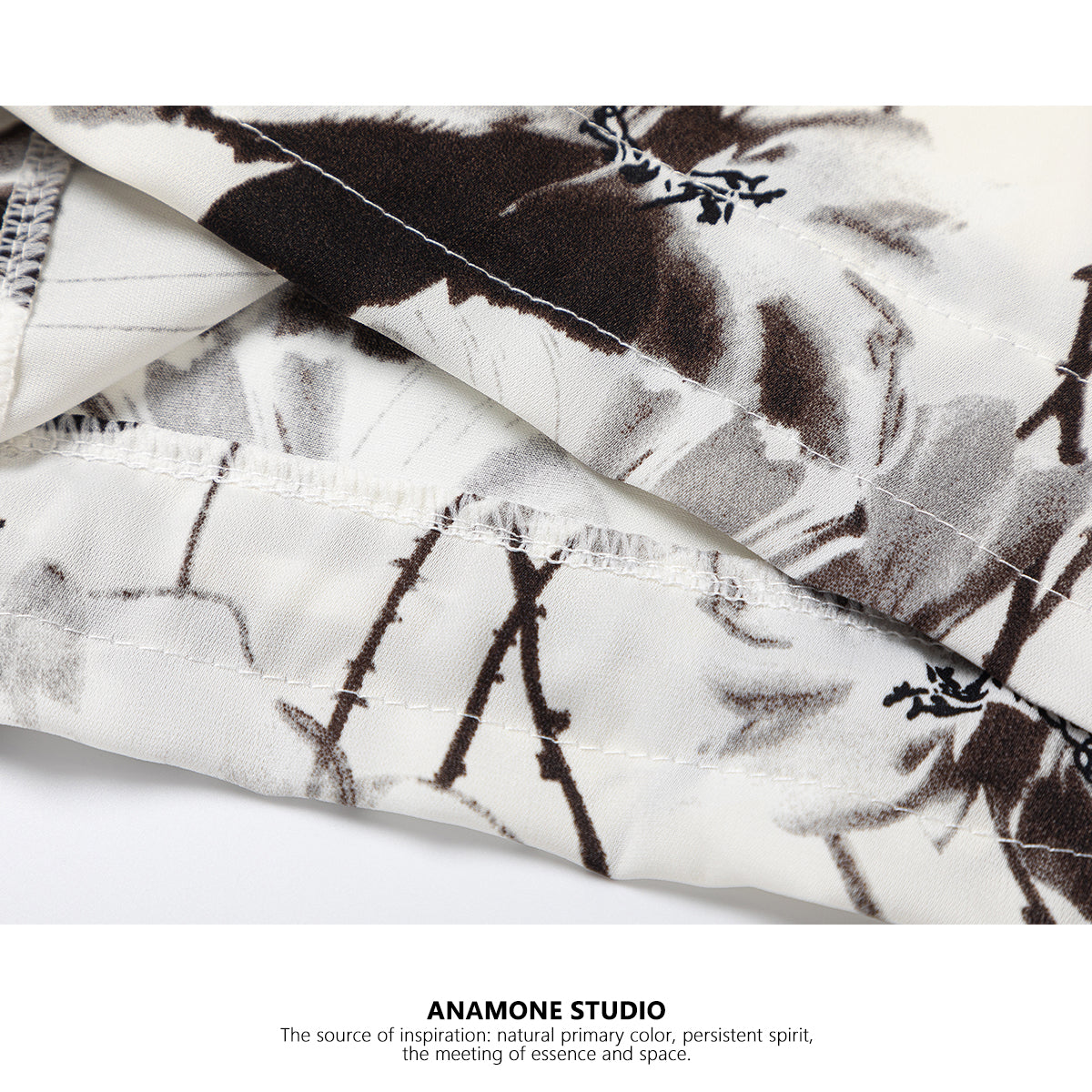 [ANAMONE STUDIO Series] ★Chinese-style top★ Short-sleeved shirt, ink-wash pattern, SML, short length, stylish