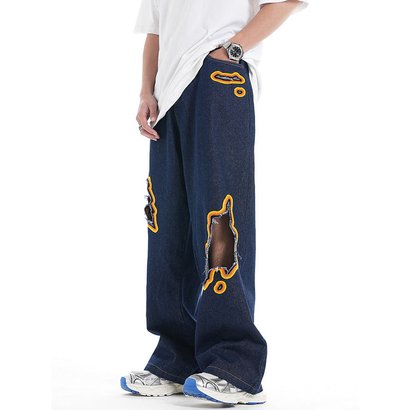 [WIZARD Series] ★Denim pants★ 2 colors Pants Bottoms Jeans Unisex Ladies Men Flame Stylish