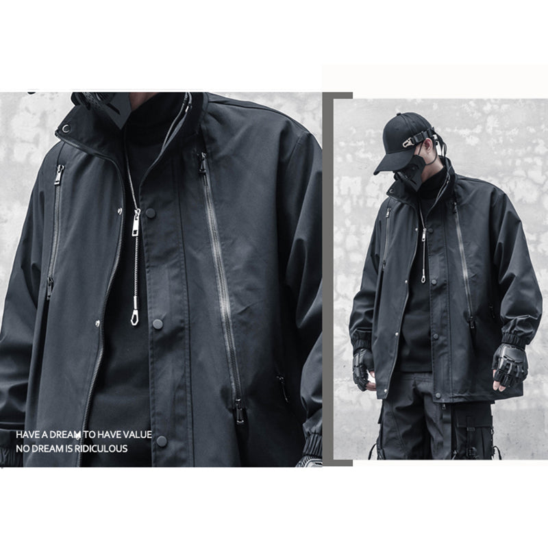 [WL Series]★Jacket★ Outerwear Unisex Men's Casual Unique Casual Black Black