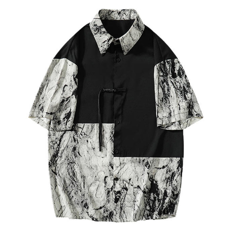 [KADISHOU series] ★Chinese style shirt★ 2 colors Tops Short sleeve shirt Unisex Men's Large size Black Beige