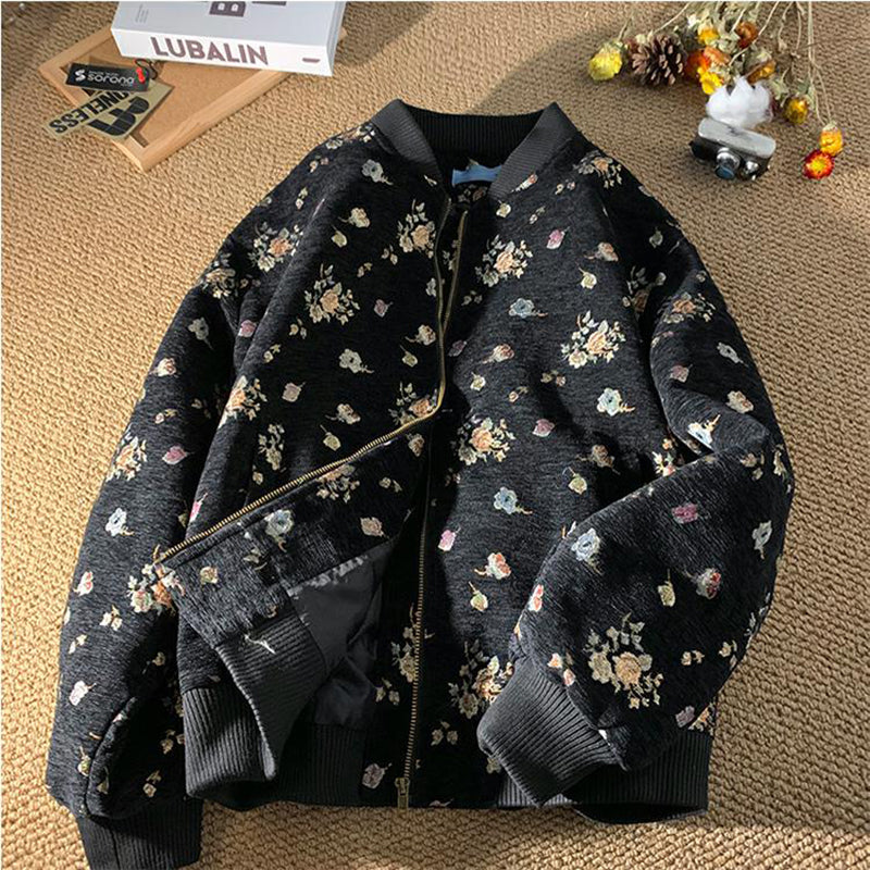 [BENGE Series]★Outerwear★ 2color Jacket Floral Pattern Ladies Casual Easy to Match