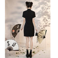 Load image into Gallery viewer, [HANYUNSHI series]★China dress★ Chinese style dress, short sleeves, short length, black, black
