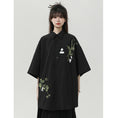 Load image into Gallery viewer, [SENSU series] ★Chinese style shirt★ 2 colors Tops Short sleeve shirt Unisex Men's Large size Panda Bamboo Embroidery Cool Summer clothes Black White
